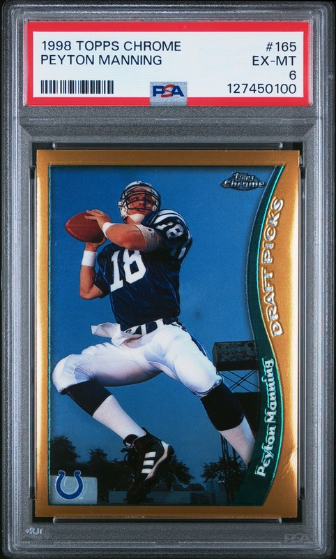 1998 TOPPS CHROME #165 PEYTON MANNING ROOKIE RC PSA 6