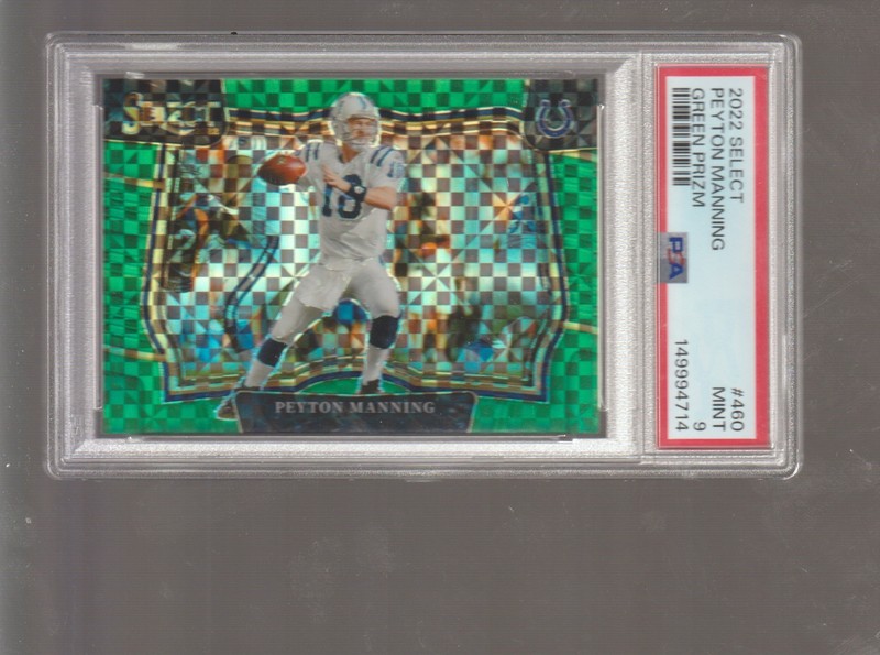 2022 Panini Select Peyton Manning GREEN PRIZM #3/5 !! Field Level Colts PSA 9