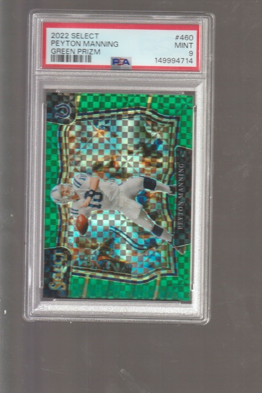 2022 Panini Select Peyton Manning GREEN PRIZM #3/5 !! Field Level Colts PSA 9 view 2