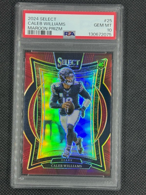 2024 Panini Select Caleb Williams Concourse RC Maroon Prizm #/149 Bears PSA 10 view 2
