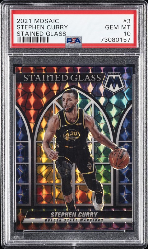 2021 PANINI MOSAIC STAINED GLASS #3 STEPHEN CURRY PSA 10