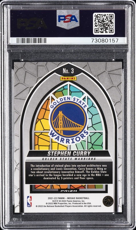 2021 PANINI MOSAIC STAINED GLASS #3 STEPHEN CURRY PSA 10 view 2