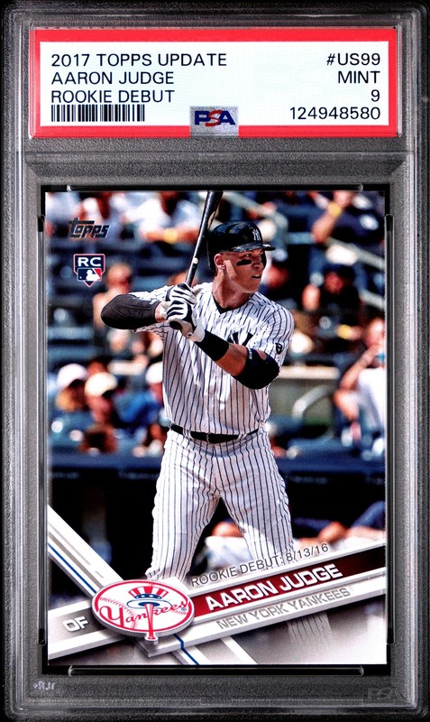 2017 TOPPS UPDATE ROOKIE DEBUT #US99 AARON JUDGE ROOKIE RC PSA 9