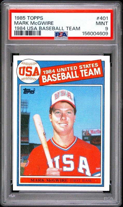 🏏 1985 TOPPS 1984 USA BASEBALL TEAM #401 MARK MCGWIRE ROOKIE RC 👑 PSA 9 📈 LOW