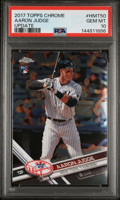 2017 TOPPS CHROME UPDATE #HMT50 AARON JUDGE ROOKIE RC PSA 10