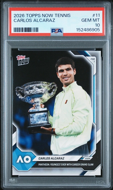 2026 TOPPS NOW TENNIS #11 CARLOS ALCARAZ PSA 10