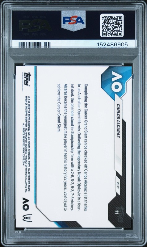 2026 TOPPS NOW TENNIS #11 CARLOS ALCARAZ PSA 10 view 2