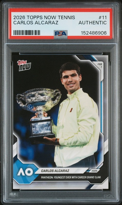 2026 TOPPS NOW TENNIS #11 CARLOS ALCARAZ PSA AUTHENTIC