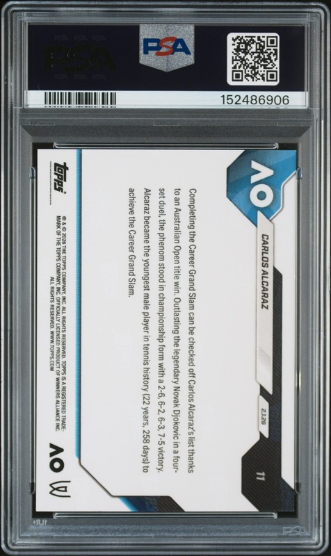 2026 TOPPS NOW TENNIS #11 CARLOS ALCARAZ PSA AUTHENTIC view 2
