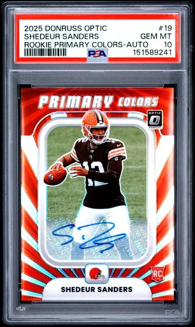 2025 DONRUSS OPTIC RC PRIMARY COLORS AUTO SHEDEUR SANDERS /199 PSA 10 (AAB