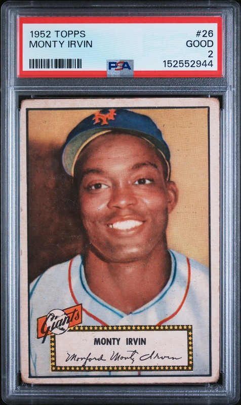 1952 TOPPS #26 MONTY IRVIN PSA 2