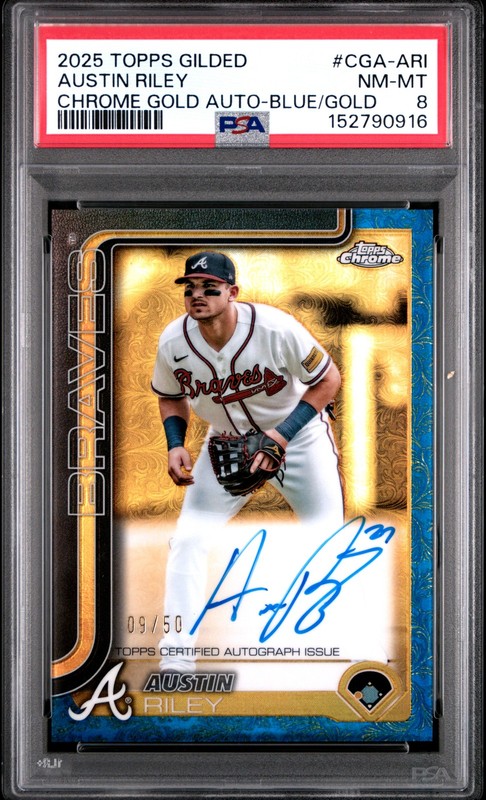 2025 TOPPS GILDED COLLECTION TOPPS CHROME GOLD AUTOS AUSTIN RILEY 9/50 PSA 8
