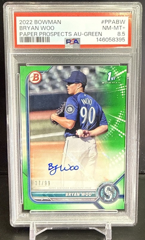 2022 Bowman BRYAN WOO 1st Prospect Auto Autograph RC #PPA-BW - PSA 8.5 NM+