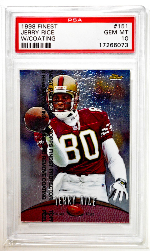 1998 Topps Finest #151 Jerry Rice w Coating PSA 10 Gem Mint 49ers