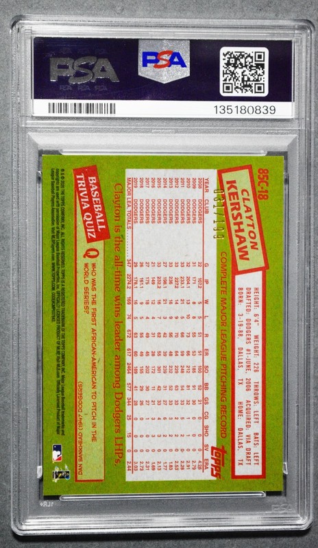 2020 Topps Silver Pack #85C-18 Clayton Kershaw Black Refractor /99 PSA 9 Dodgers view 2