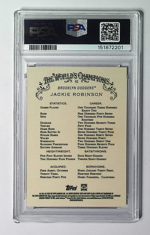 2020 Topps Allen & Ginter Chrome Jackie Robinson #42 Refractor PSA 10 POP 2 view 2