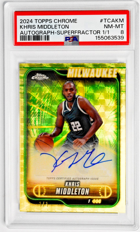 2024 Topps Chrome Autograph Superfractor 1/1 Khris Middleton PSA 8 Milwaukee
