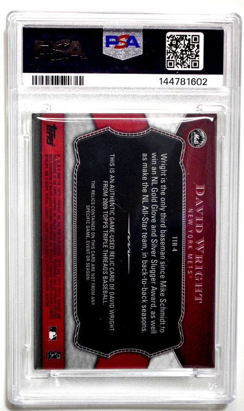 2009 Topps Triple Relics /36 David Wright  Triple  Game Worn Patches PSA 7 view 2