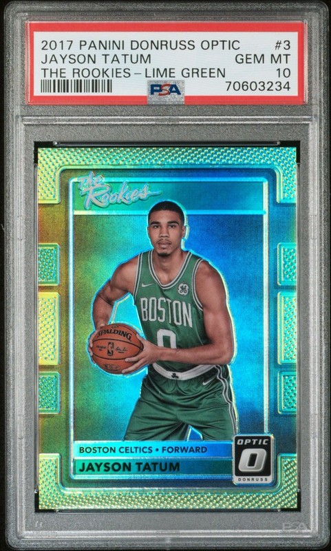 Jayson Tatum /175 Rookie Like Green 2017 Donruss Optic #3 RC PSA 10💎