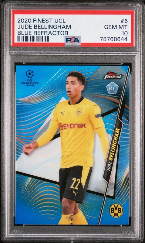 2020 TOPPS FINEST CHAMPIONS LEAGUE #6 JUDE BELLINGHAM ROOKIE RC 48/150 PSA 10