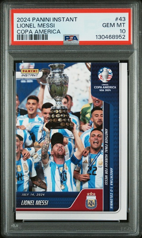 2024 PANINI INSTANT CONMEBOL COPA AMERICA 2024 #43 LIONEL MESSI PSA 10