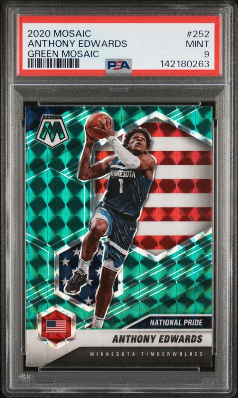 2020 PANINI MOSAIC GREEN MOSAIC #252 ANTHONY EDWARDS PSA 9
