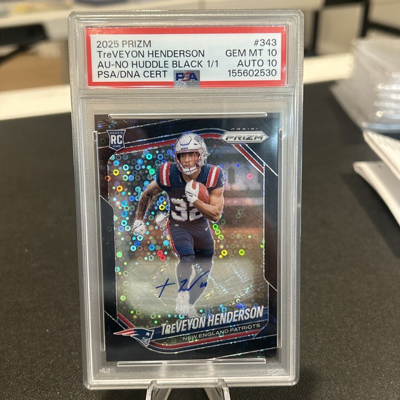 2025 Panini Prizm No Huddle Black 1/1 Auto TreVeyon Henderson 1/1 PSA 10 Auto 10