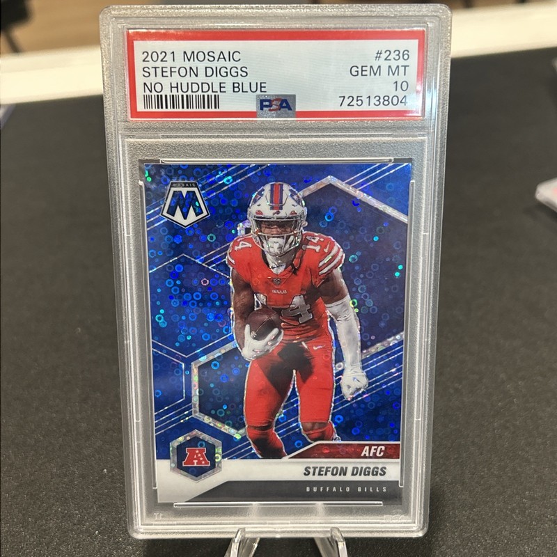 2021 Panini Mosaic Variations AFC No Huddle Blue Prizm 21/75 Stefon Diggs PSA 10