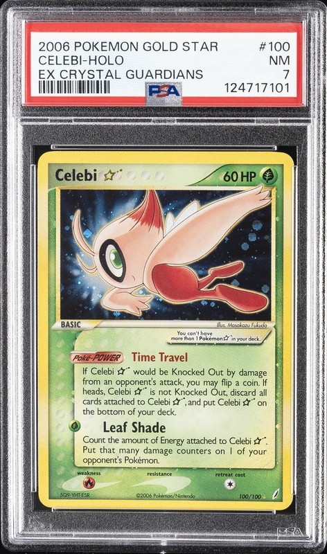 2006 POKEMON EX CRYSTAL GUARDIANS GOLD STAR #100 CELEBI-HOLO PSA 7