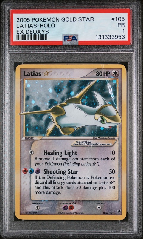 2005 POKEMON EX DEOXYS GOLD STAR #105 LATIAS-HOLO PSA 1
