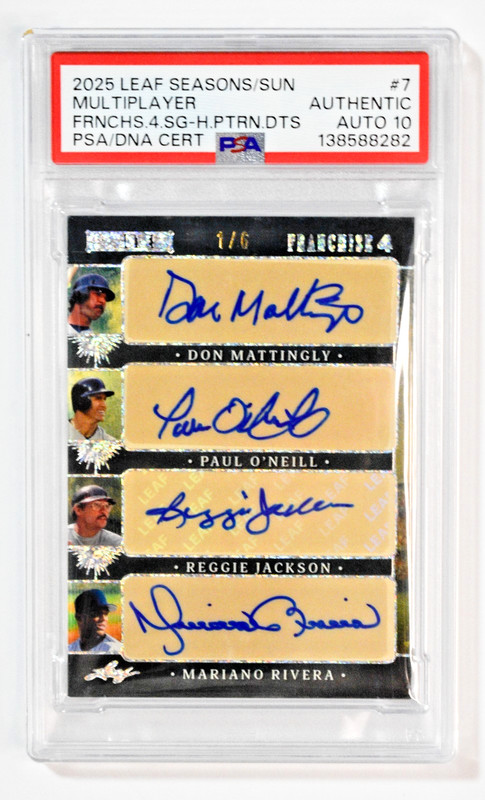 2025 Leaf Franchise 4 Mariano Rivera / Reggie Jackson / Mattingly /6 PSA Auto 10