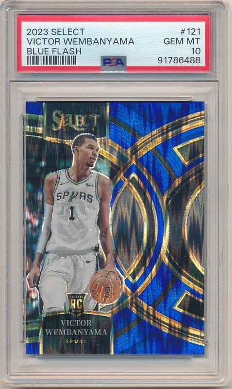 VICTOR WEMBANYAMA 2023/24 SELECT #121 RC BLUE FLASH PRIZMS #/99 PSA 10 GEM MINT