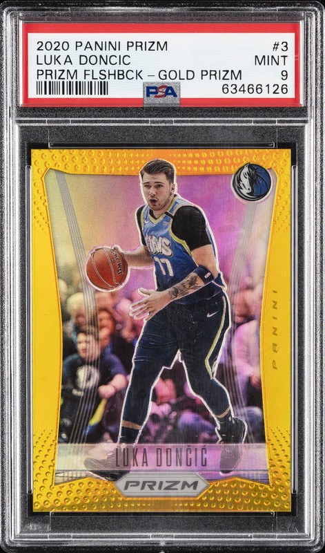 2020 PANINI PRIZM PRIZM FLASHBACK GOLD PRIZM #3 LUKA DONCIC 8/10 PSA 9