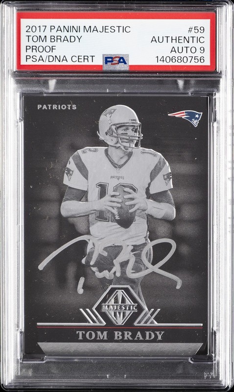 2017 PANINI MAJESTIC PROOF #59 TOM BRADY PSA AUTHENTIC DNA AUTO 9