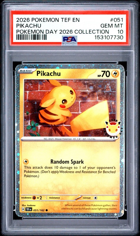 2026 POKEMON TEF EN-TEMPORAL FORCES POKEMON DAY 2026 COLLECTION PIKACHU PSA 10