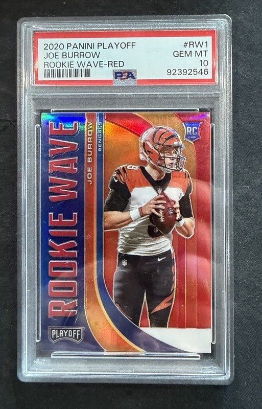 Joe Burrow 2020 Panini Playoff RC Red Wave RW1 PSA 10 🔥 Bengals