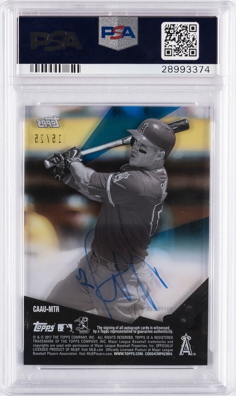 2017 TOPPS CLEARLY AUTHENTIC AUTO BLUE #MTR MIKE TROUT #/25 PSA 9 AUTO view 2