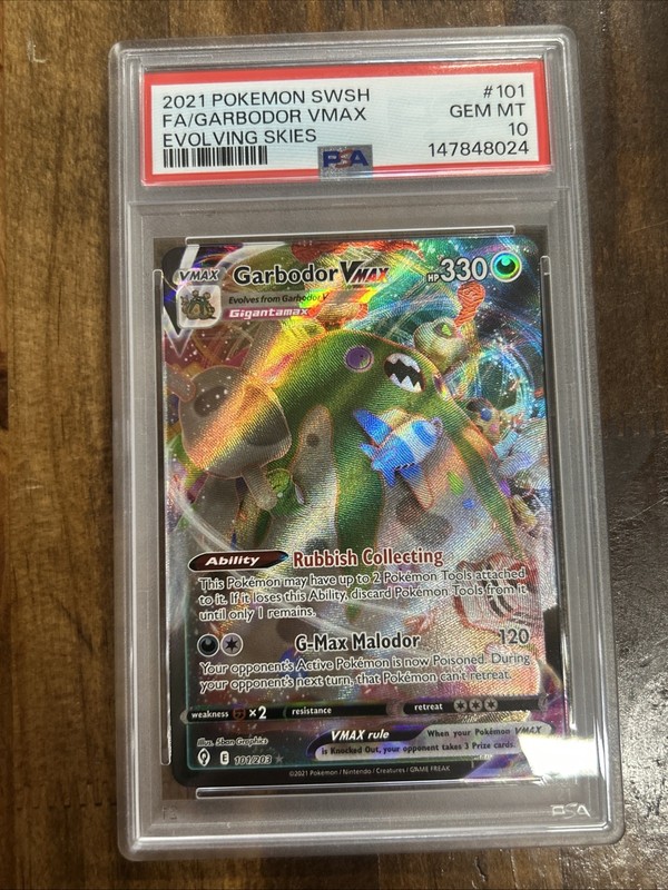 GRADED PSA 10 2021 Pokemon SWSH FA/Garbodor VMax Evolving Skies #101