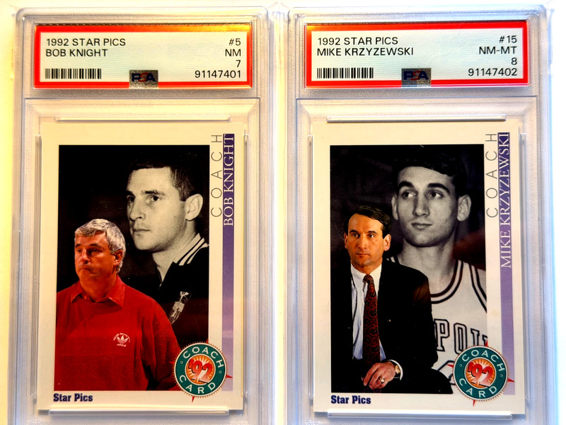 2X 🔥Vintage PSA GRADED LOT 1992-93 Star Pics Mike Krzyzewski #15 Bob Knight #5