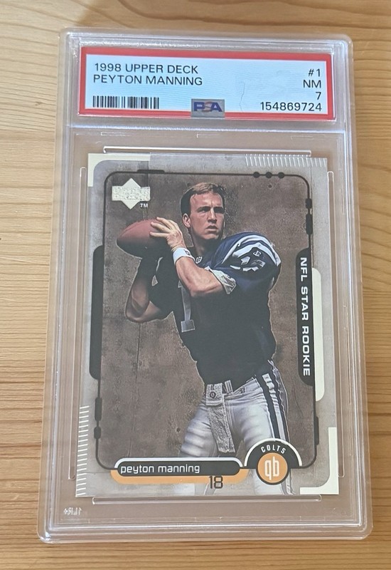 1998 Upper Deck - NFL Star Rookie Peyton Manning #1 (RC) PSA 7