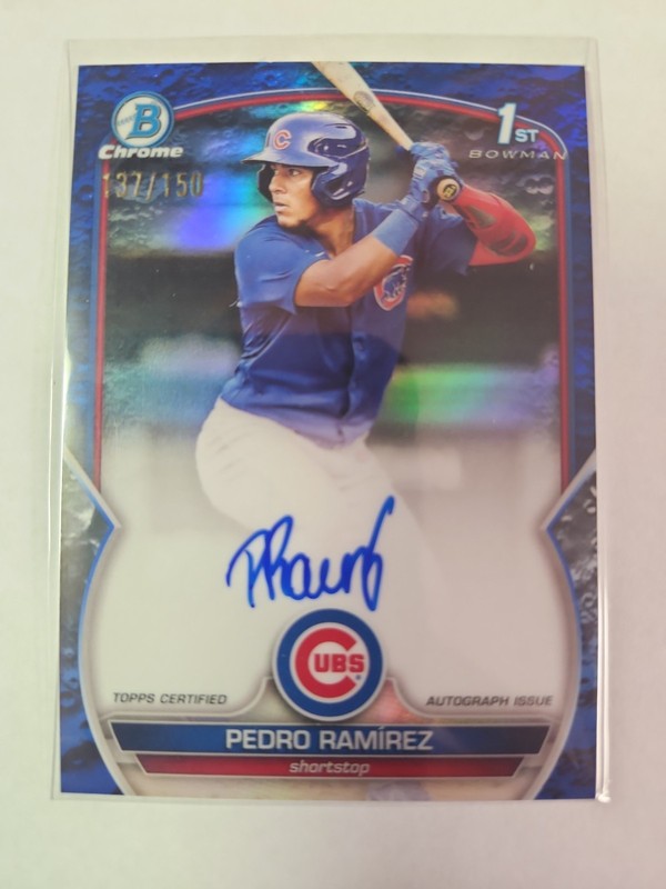 2023 Bowman Chrome Autographs Pedro Ramirez #CPA-PR Blue Lunar Crater 137/150 Rc