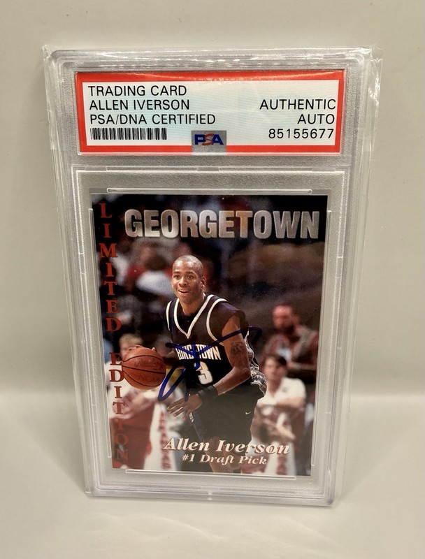 1996 SIGNATURE STAR TRADING CARD ALLEN IVERSON RC PSA AUTH DNA AUTO K1000822-680