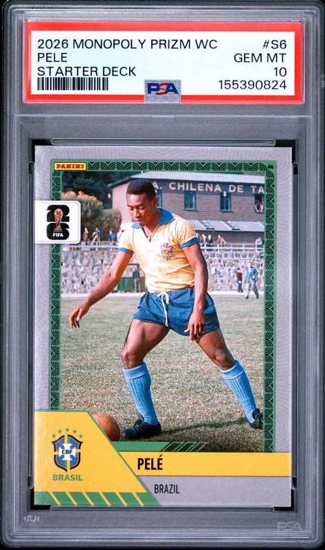 2026 PANINI MONOPOLY PRIZM FIFA WORLD CUP STARTER DECK #S6 PELE PSA 10
