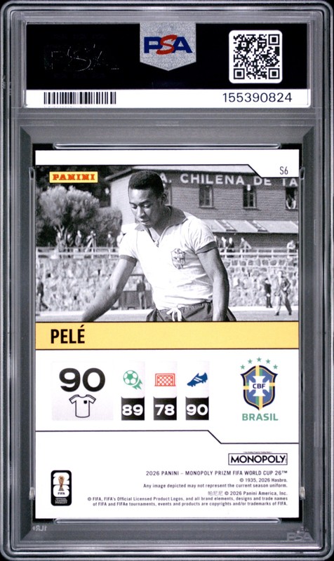 2026 PANINI MONOPOLY PRIZM FIFA WORLD CUP STARTER DECK #S6 PELE PSA 10 view 2