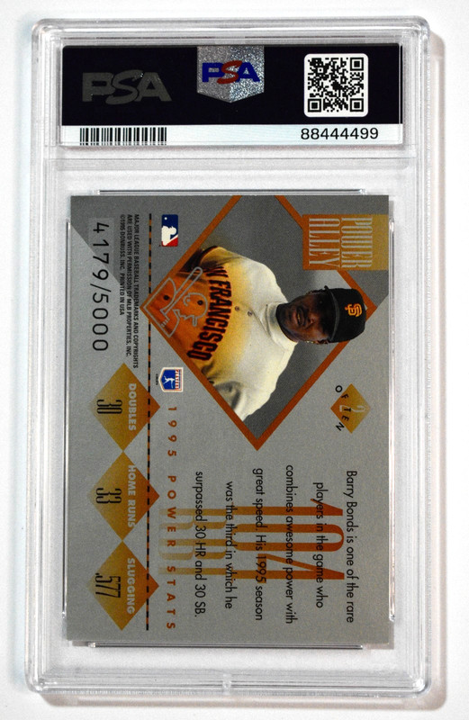 1996 Donruss #2 Barry Bonds Power Alley /5000 PSA 8.5 NM-MT+ view 2