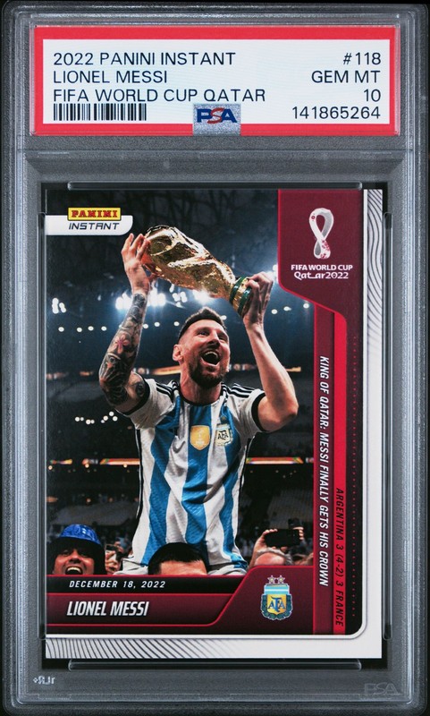 2022 PANINI INSTANT FIFA WORLD CUP QATAR #118 LIONEL MESSI PSA 10