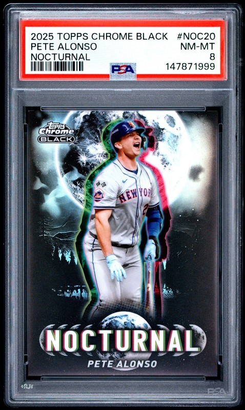 2025 TOPPS CHROME BLACK NOCTURNAL #NOC20 PETE ALONSO PSA 8
