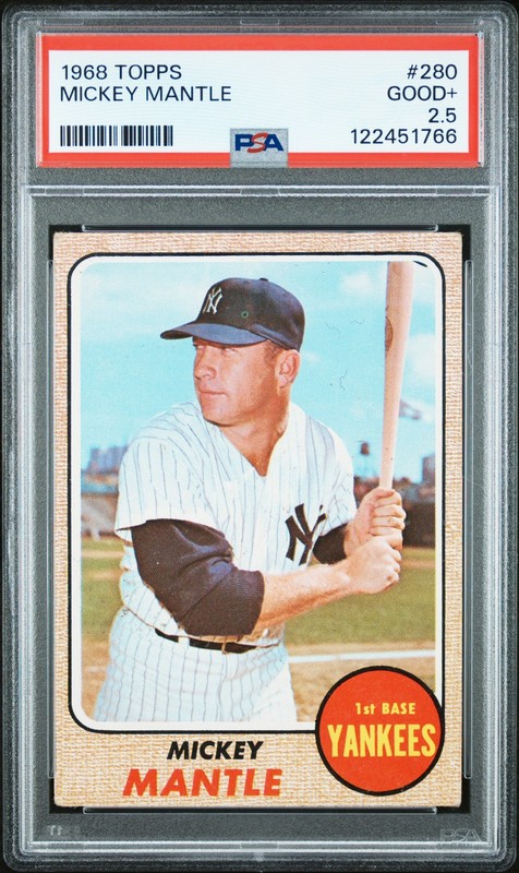 1968 TOPPS #280 MICKEY MANTLE PSA 2.5