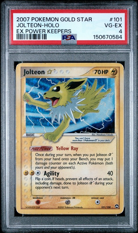 2007 POKEMON EX POWER KEEPERS GOLD STAR #101 JOLTEON-HOLO PSA 4