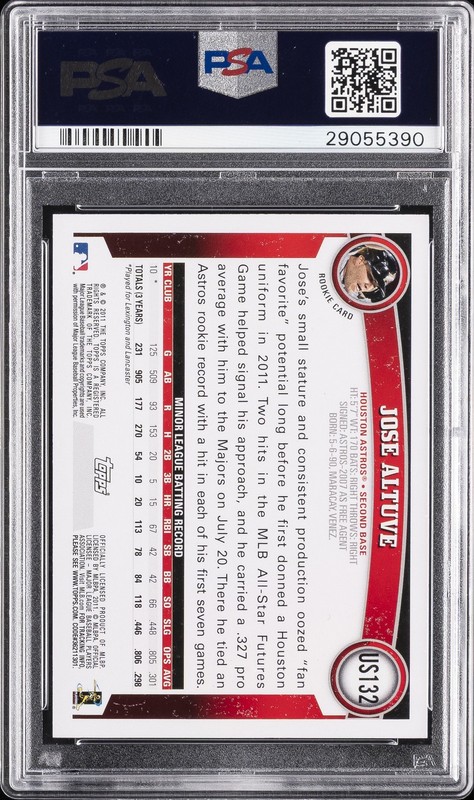 2011 TOPPS UPDATE DIAMOND ANNIVERSARY #US132 JOSE ALTUVE ROOKIE RC PSA 8 view 2